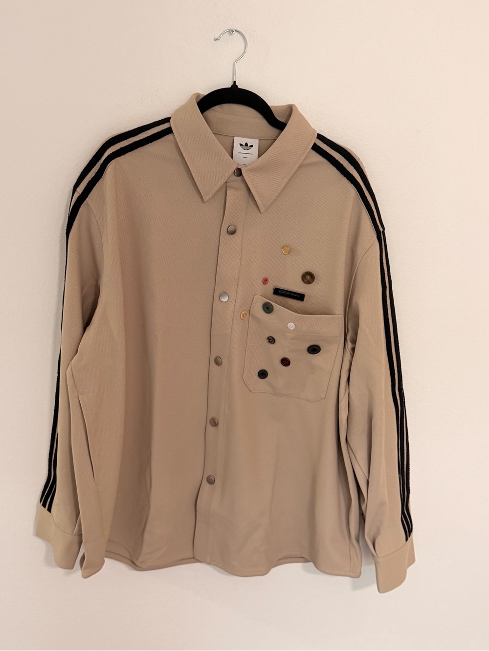 Song For The Mute Beige Button-Up Jacket with Black Stripe Detail